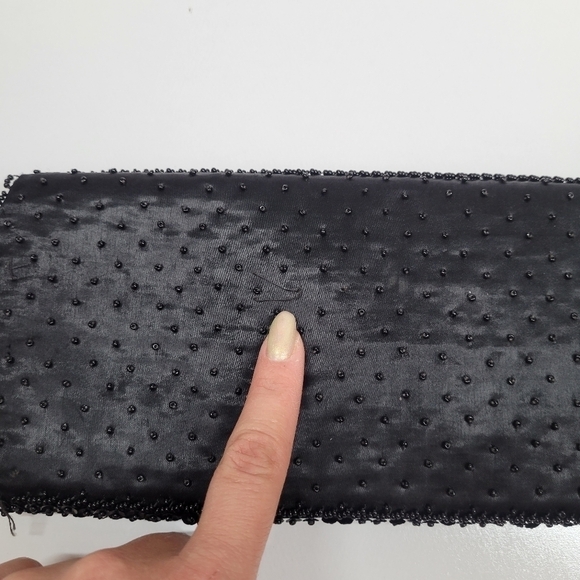 Vintage JEM Hand Made Sequin Beaded Envelope Clutch 1960s Retro Formal Black Eve - Picture 3 of 17